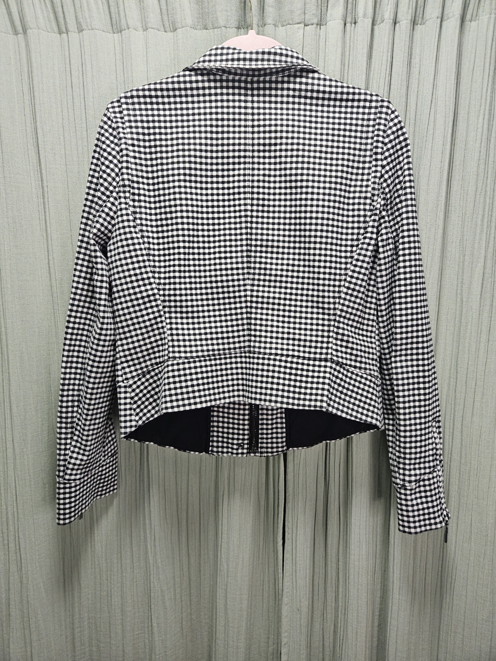 White House Black Market Gingham Zip Moto Jacket - Picture 7 of 7